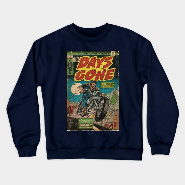 Mayhem at 180mph - Days Gone fan art comic cover Crewneck Sweatshirt by MarkScicluna